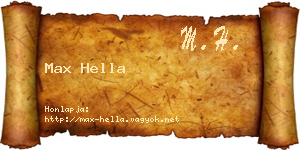Max Hella névjegykártya